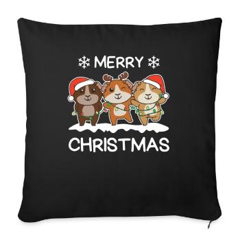 Frohe Weihnachten Meerschweinchen Heiligabend - Sofakissenbezug 45 x 45 cm - Schwarz - Vorne