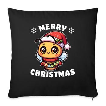 Santa Hat Christmas Fairy Lights Bee - Sofa pillowcase 17,3'' x 17,3'' (45 x 45 cm) - black - Front