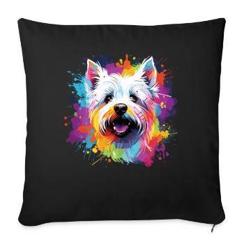 Aquarelle Colorée West Highland Blanc - Housse de coussin décorative 45 x 45 cm - noir - Devant