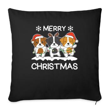 Joyeux Noël Jack Russell Chiens de la veille de Noël - Housse de coussin décorative 45 x 45 cm - noir - Devant