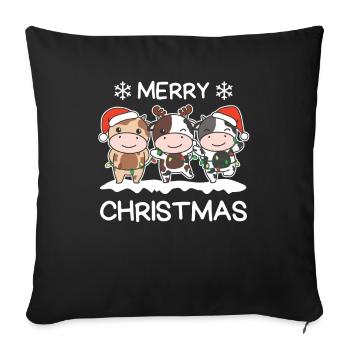Merry Christmas Cow Christmas Eve Cows - Sofa pillowcase 17,3'' x 17,3'' (45 x 45 cm) - black - Front