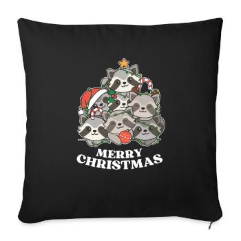 Merry Christmas Raccoon Christmas Eve Raccoons - Sofa pillowcase 17,3'' x 17,3'' (45 x 45 cm) - black - Front