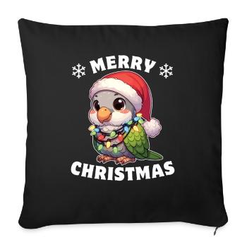 Noël guirlandes lumineuses perruche moine - Housse de coussin décorative 45 x 45 cm - noir - Devant