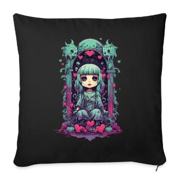 Kawaii Chibi Goth Demon of Love Tokyo Streetwear - Sofa pillowcase 17,3'' x 17,3'' (45 x 45 cm) - black - Front