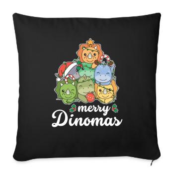 Le jeu de mots de Merry Dinoma Dino Christmas - Housse de coussin décorative 45 x 45 cm - noir - Devant