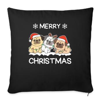 Joyeux Noël Carlin Chiens de la veille de Noël - Housse de coussin décorative 45 x 45 cm - noir - Devant