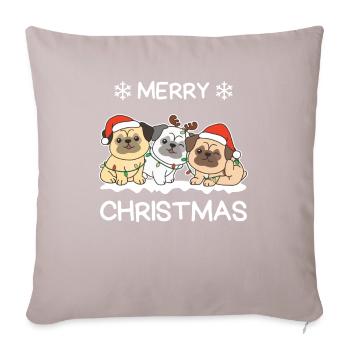 Joyeux Noël Carlin Chiens de la veille de Noël - Housse de coussin décorative 45 x 45 cm - taupe clair - Devant