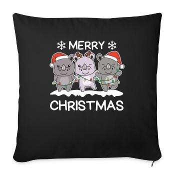 Joyeux Noël Rhinocéros Réveillon de Noël Rhinocéros - Housse de coussin décorative 45 x 45 cm - noir - Devant