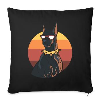 Cooler Dobermann Polizeibeamter - Sofakissenbezug 45 x 45 cm - Schwarz - Vorne