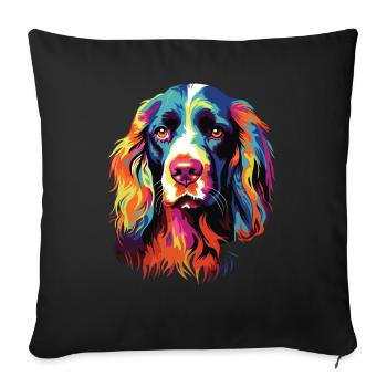 Watercolor Colorful Springer Spaniel - Sofa pillowcase 17,3'' x 17,3'' (45 x 45 cm) - black - Front