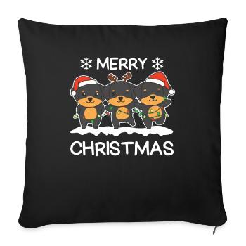 Joyeux Noël Rottweiler Chiens de la veille de Noël - Housse de coussin décorative 45 x 45 cm - noir - Devant