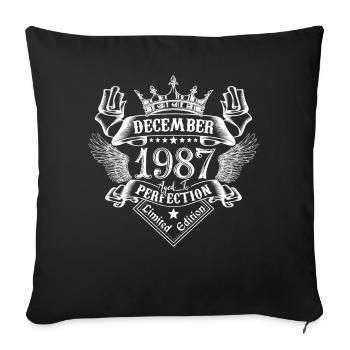 Décembre 1987 | Décembre 1987 anniversaire 1987 - Housse de coussin décorative 45 x 45 cm - noir - Devant