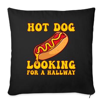 Hot Dog Looking For A Hallway - Sofa pillowcase 17,3'' x 17,3'' (45 x 45 cm) - black - Front