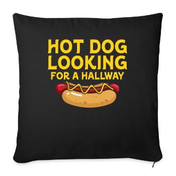 Hot Dog Looking For A Hallway - Sofa pillowcase 17,3'' x 17,3'' (45 x 45 cm) - black - Front