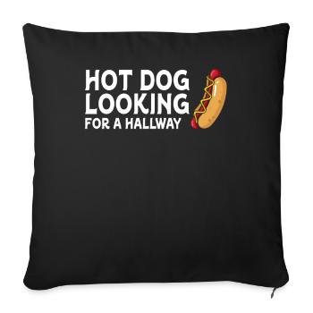 Hot-dog à la recherche d’un couloir - Housse de coussin décorative 45 x 45 cm - noir - Devant