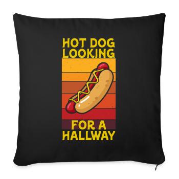 Hot Dog Looking For A Hallway - Sofa pillowcase 17,3'' x 17,3'' (45 x 45 cm) - black - Front