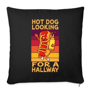 Hot Dog Looking For A Hallway - Sofa pillowcase 17,3'' x 17,3'' (45 x 45 cm) - black - Front
