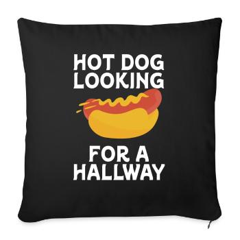 Hot Dog Looking For A Hallway - Sofa pillowcase 17,3'' x 17,3'' (45 x 45 cm) - black - Front