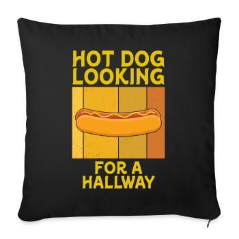 Hot-dog à la recherche d’un couloir - Housse de coussin décorative 45 x 45 cm - noir - Devant