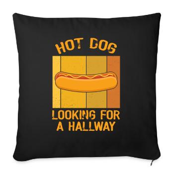 Hot Dog Looking For A Hallway - Sofa pillowcase 17,3'' x 17,3'' (45 x 45 cm) - black - Front