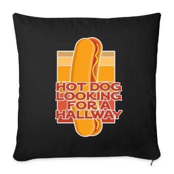 Hot Dog Looking For A Hallway - Sofa pillowcase 17,3'' x 17,3'' (45 x 45 cm) - black - Front