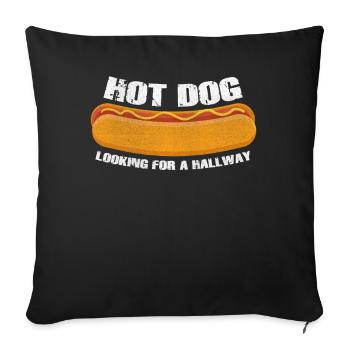 Hot Dog Looking For A Hallway - Sofa pillowcase 17,3'' x 17,3'' (45 x 45 cm) - black - Front