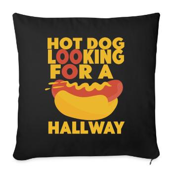Hot Dog Looking For A Hallway - Sofa pillowcase 17,3'' x 17,3'' (45 x 45 cm) - black - Front