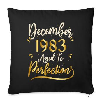Décembre 1983 Décembre anniversaire December 1983 - Housse de coussin décorative 45 x 45 cm - noir - Devant