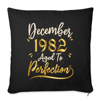 Décembre 1982 Décembre anniversaire December 1982 - Housse de coussin décorative 45 x 45 cm - noir - Devant