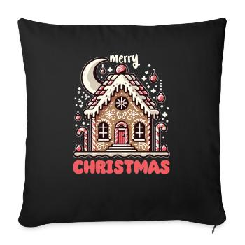 Christmas Gingerbread House Merry Christmas - Sofa pillowcase 17,3'' x 17,3'' (45 x 45 cm) - black - Front