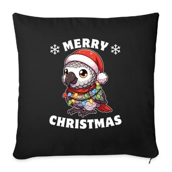 Christmas Fairy Lights Grey Parrot - Sofa pillowcase 17,3'' x 17,3'' (45 x 45 cm) - black - Front