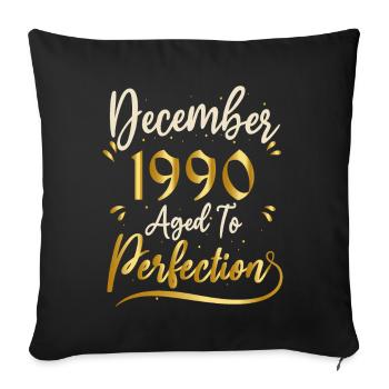 Décembre 1990 Décembre anniversaire December 1990 - Housse de coussin décorative 45 x 45 cm - noir - Devant