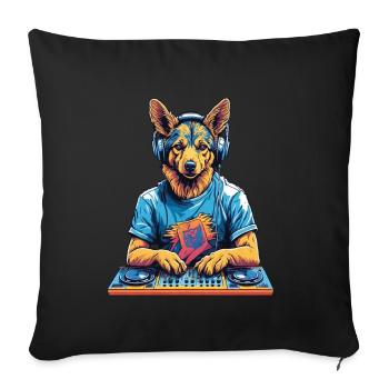 DJ berger allemand musique fête chiens conception - Housse de coussin décorative 45 x 45 cm - noir - Devant