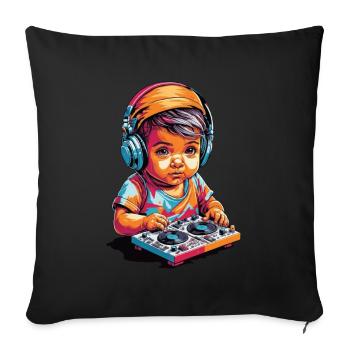 DJ drôle en tant que Baby Music Kid Mixer Party - Housse de coussin décorative 45 x 45 cm - noir - Devant