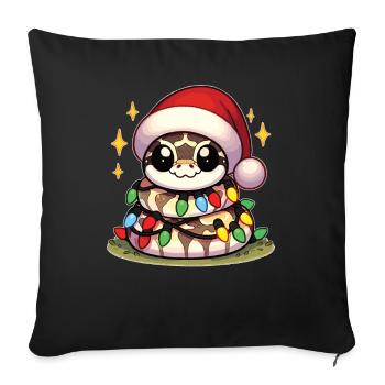Père Noël chapeau Noël guirlandes lumineuses Python - Housse de coussin décorative 45 x 45 cm - noir - Devant