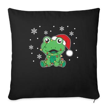 Frog Christmas Winter Animals Frog - Sofa pillowcase 17,3'' x 17,3'' (45 x 45 cm) - black - Front