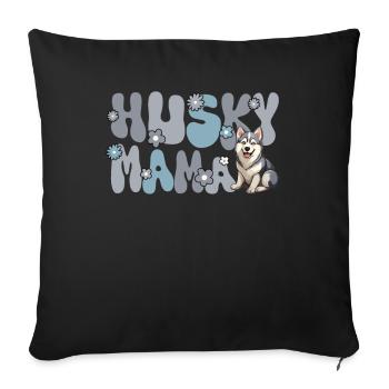 Husky sibérien Groovy Husky maman - Housse de coussin décorative 45 x 45 cm - noir - Devant