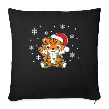 Tigre Noël Animaux D’hiver Tigre - Housse de coussin décorative 45 x 45 cm - noir - Devant