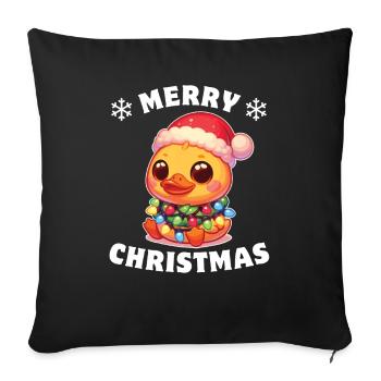 Père Noël chapeau Noël guirlandes lumineuses canard - Housse de coussin décorative 45 x 45 cm - noir - Devant