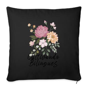 Cultivando Bilingües Spanish Teacher Apparel - Sofa pillowcase 17,3'' x 17,3'' (45 x 45 cm) - black - Front