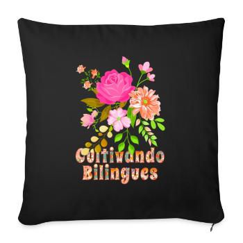 Cultivando Bilingües Spanish Teacher Apparel - Sofa pillowcase 17,3'' x 17,3'' (45 x 45 cm) - black - Front