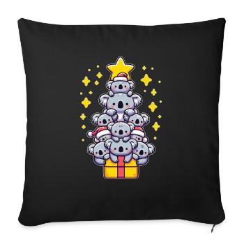 Arbre de Noël Koala Joyeux Noël - Housse de coussin décorative 45 x 45 cm - noir - Devant