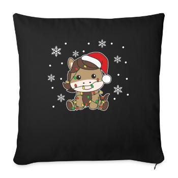 Horse Christmas Winter Animals Horses - Sofa pillowcase 17,3'' x 17,3'' (45 x 45 cm) - black - Front