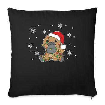 Ornithorynque Noël Animaux d’hiver - Housse de coussin décorative 45 x 45 cm - noir - Devant