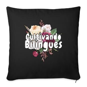 Cultivando Bilingües Vêtements de professeur d’espagnol - Housse de coussin décorative 45 x 45 cm - noir - Devant
