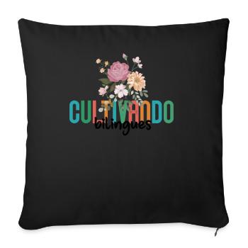 Cultivando Bilingües Spanish Teacher Apparel - Sofa pillowcase 17,3'' x 17,3'' (45 x 45 cm) - black - Front