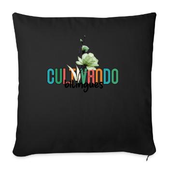 Cultivando Bilingües Spanish Teacher Apparel - Sofa pillowcase 17,3'' x 17,3'' (45 x 45 cm) - black - Front
