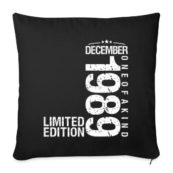 Birthday December 1989 December born in December - Sofa pillowcase 17,3'' x 17,3'' (45 x 45 cm) - black - Front