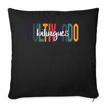 Cultivando Bilingües Spanish Teacher Apparel - Sofa pillowcase 17,3'' x 17,3'' (45 x 45 cm) - black - Front