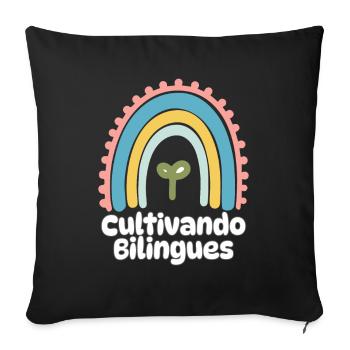 Cultivando Bilingües Spanish Teacher Apparel - Sofa pillowcase 17,3'' x 17,3'' (45 x 45 cm) - black - Front